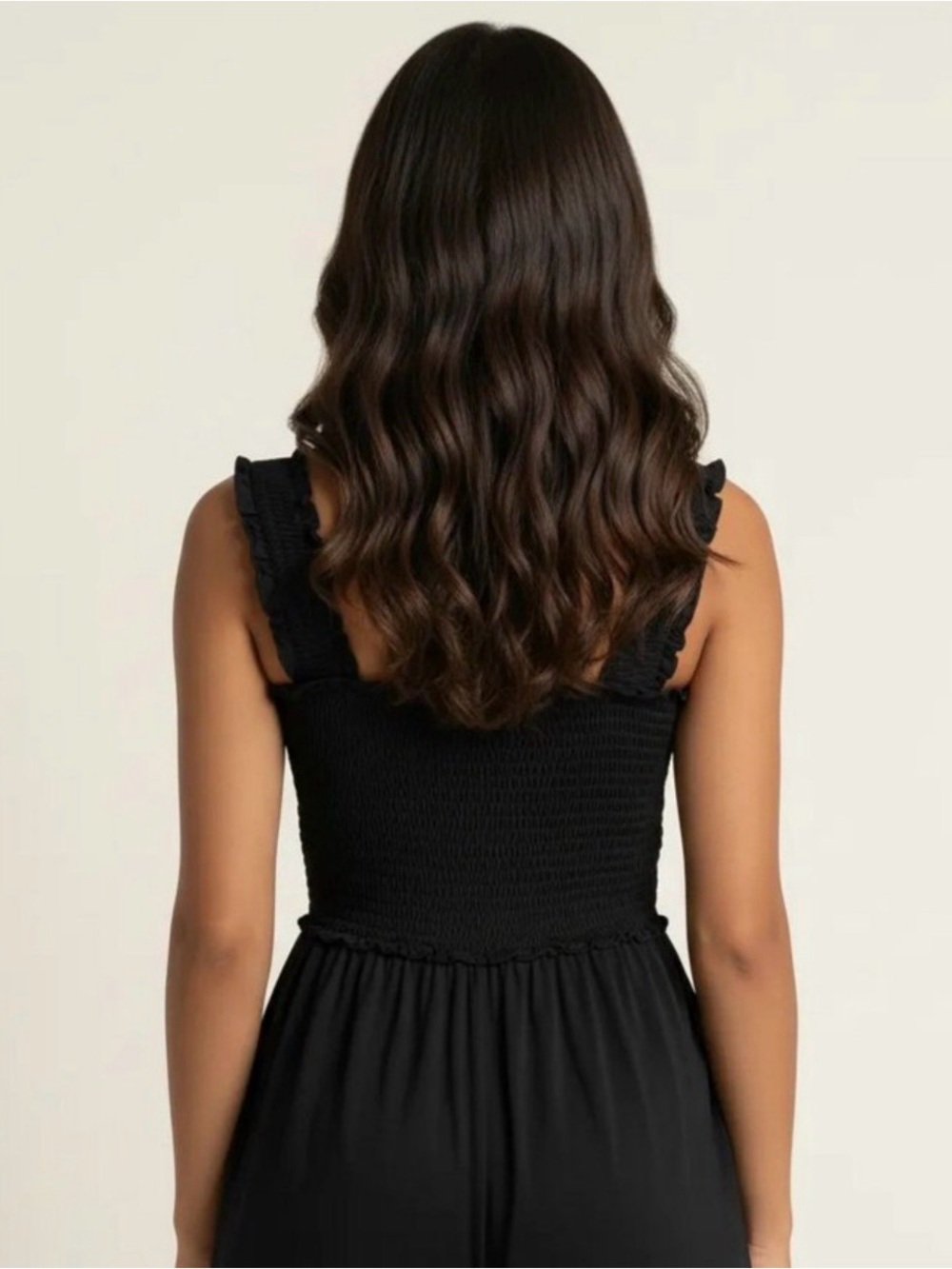 Black Smocked Romper Ruffle Strap Swiss Dot Shorts | Size L - Picture 4 of 11